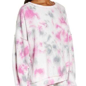 Free People White Purple Pink Gray Tie Dye Sweatshirt P6425